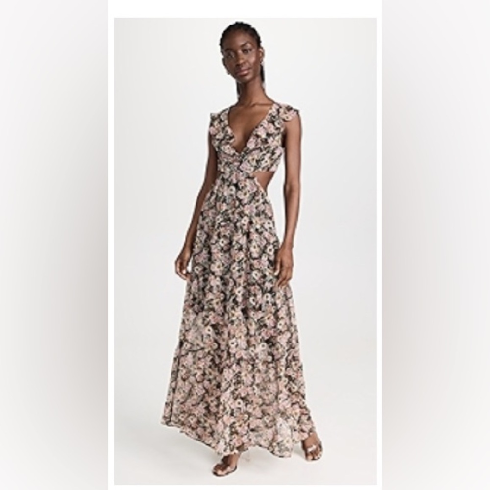 Astr Black Floral Backless Dress